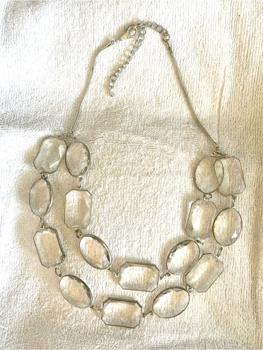 Clear Acrylic & Silver Chunky Multi-Strand Statement Necklace